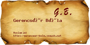 Gerencsér Béla névjegykártya